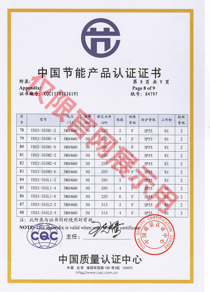 防爆電機節(jié)能證書
